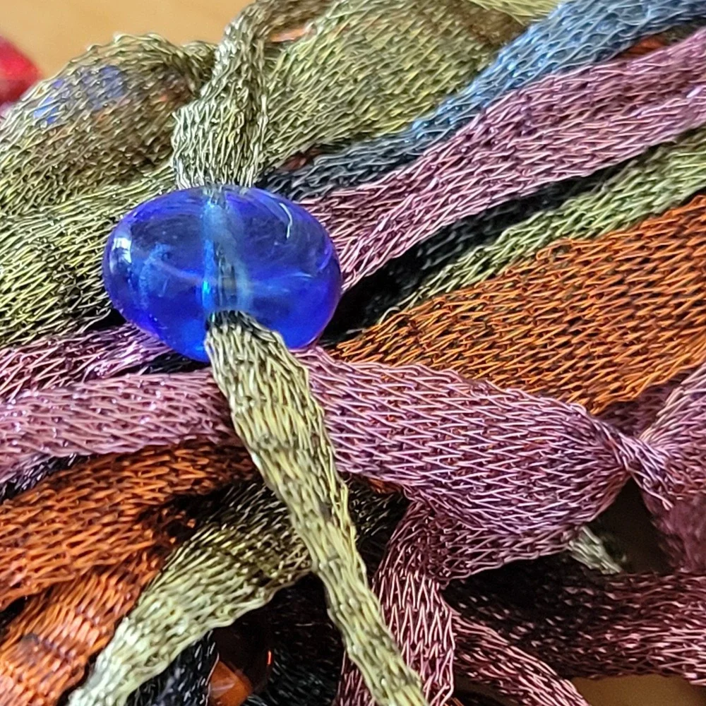 TRINA TYGRETT Venezia Murano Glass Mesh Ribbon Bracelet Signed Wearable Art